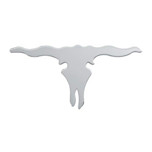 Grand General 90222 Chrome Mini 'Long Horn Skull' Mud Flap Cut-Out - size: Mini, style: Studs