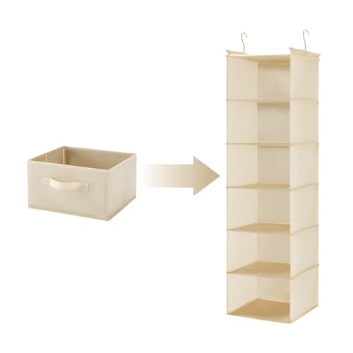 MAX Houser 2 Drawer Hanging Closet Storage Organizer,Beige - color: Beige-d