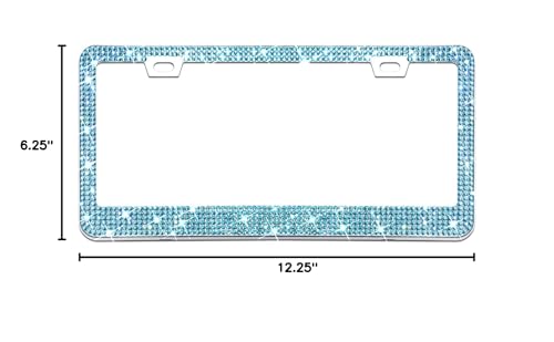 Bling Rhinestone License Plate Frame for Women 2PC,Diamond Sparkly License Plate Frames| Stainless Steel Frames & Over 1200 pcs Finest 14 Facets Glass Crystals Premium Diamond+GiftBox(Blue) - color: Blue-2PK