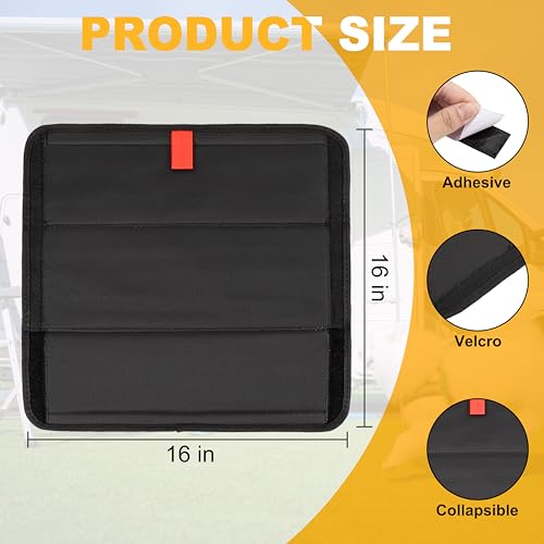 RedCall Rv Skylight Cover Insulator,Rv Vent Covers for Roof,Black Sun Blackout Fabric (16 x 16 inch),Camper Accessories for Inside - size: 16" x 16" Black