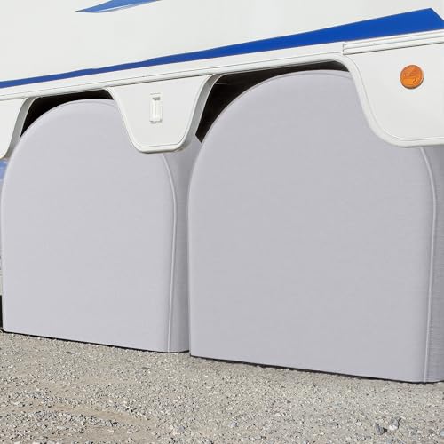 eletecpro RV Tire Covers, Fit 26-29 Inch Tire Diameters, Gray, 4-Pack - color: Gray, size: M (Fits Tire Diameters 26''-29'')