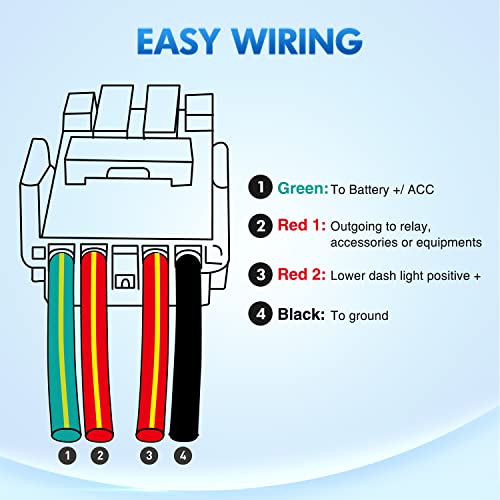 Nilight Rear Lights Push Button Switch w/Connector Wire Kit 1.28" x 0.87" - size: REAR LIGHTS
