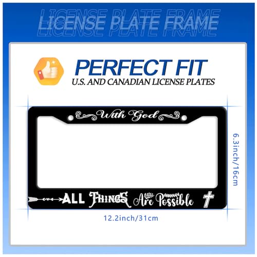 with God All Things are Possible License Plate Frame Stainless Steel Decora - color: with God All Things are Possible