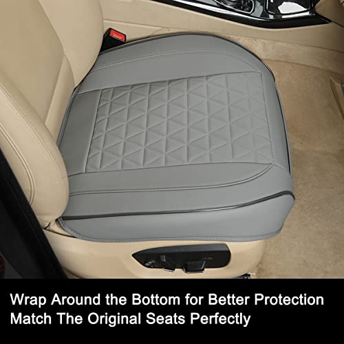 Black Panther 1 Pair Front Bottom Seat Covers Luxury Faux Leather Car Seat Protectors, Anti-Slip and Wrap Around The Bottom, Fit 95% of Vehicles - Light Gray - color: Front Pair Gray