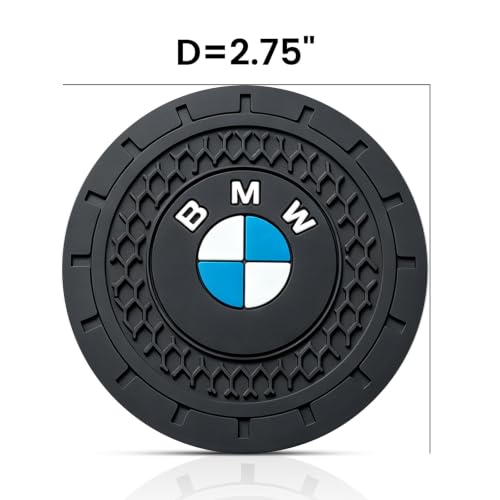 Car Cup Holder Coaster for BMW, Black, 2.75in, 2 Pack - color: Black-07