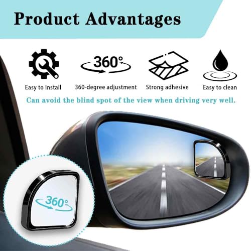 2PCS Blind Spot Mirror, Increase The Field Of View 360 Degrees To Adjust The Blind Spot And Avoid Driving Blind Spots, Suitable For Most Vehicles (BLACK) - color: BLACK