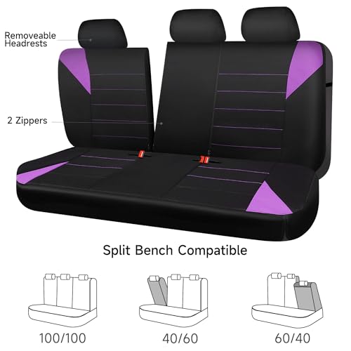 CCAR Pass Neoprene Wetsuit Seat Covers, Waterproof Car Seat Covers Full Sets with 5mm Composite EVA, Universal Fit for Car Sedan, SUV Trucks Anti Slip with Airbag Compatible(Black Purple) - color: Purple