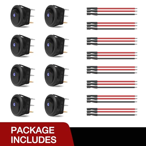 Nilight 8PCS Round On Off Rocker Toggle LED Electrical Switch 12V - color: 8Pcs Universal Switch