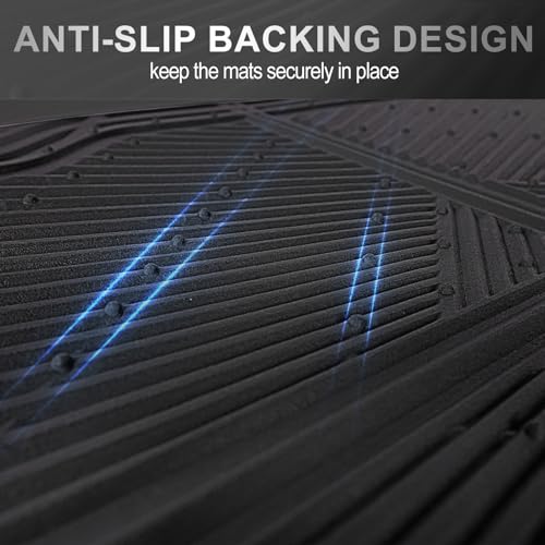 CAR PASS Rubber Car Floor Mats, All Weather Waterproof Car Mats, Universal Trim to Fit for Automotive, SUVs, Trucks, Vehicles, Anti-Slip Easy Clean, Heavy Duty Full Set 4 Piece, Black - color: Black 4 Piece