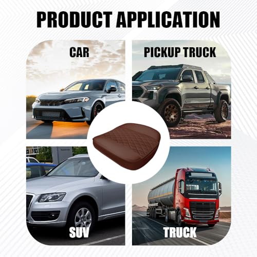 Leather Front Car Seat Cover, Anti-Slip Car Seat Bottom Covers, Full Wrapped Bottom Seat Protectors with Storage Pocket, Universal Comfortable Seat Cushion Fit Vehicles SUVs Trucks (Coffee) - color: Coffee