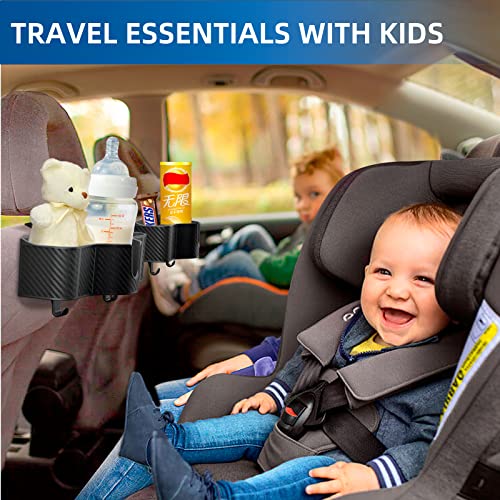 OUSHASAA 3-in-1 Car Headrest Organizer with 3.7" Cup Holder & Hooks-2PC - size: 2-PACKS