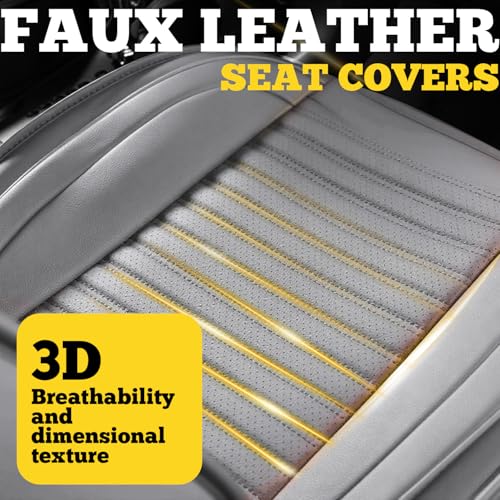 LINGVIDO Car Seat Covers Full Set, Faux Nappa Leather, for Sedans and SUVs - color: Gray, size: Full set