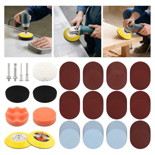 131 Pcs 3 Inch Sanding Discs Drill Polishing Kit, Drill Sanding Attachment