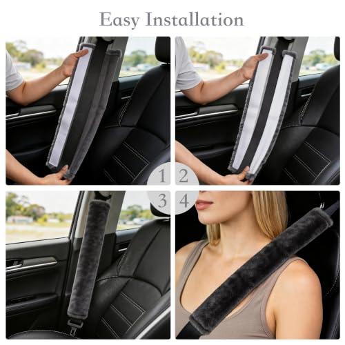 Amooca 19.7in Extra Long Furry Universal Car Seatbelt Cover Shoulder Pad - color: Dark Gray, size: 19.7in 1pack