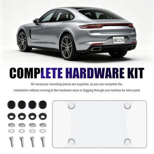Unbreakable Car License Plate Covers with Mounting Tools Kit