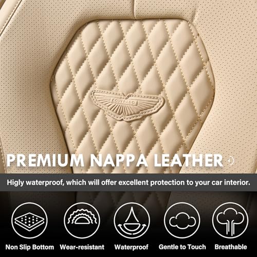 Coverado Automotive Seat Covers, Car Seat Covers Full Set, Beige Car Seat Cover, Car Seat Cushion Waterproof, Front Seats Back Seat Covers, Car Seat Protector Universal Fit Most Cars - color: Beige, size: FullSet