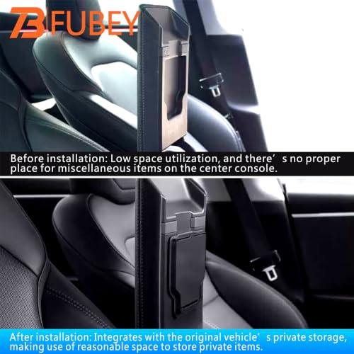 Tesla Model 3 Highland Center Console Organizer 5-Piece Set, 2024-2026 Model 3 Armrest Storage Box & Lower Tray, Hidden Secret Compartment, ABS Anti-Slip Insert - Black - style: Storage Box Model 3 Highland