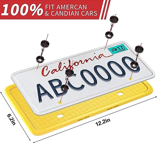 XCLPF Silicone Yellow License Plate Frame Covers 1 Pack- Front and Back Car Plate Bracket Holders. Rust-Proof, Rattle-Proof(Yellow) - color: 1 Pack Yellow