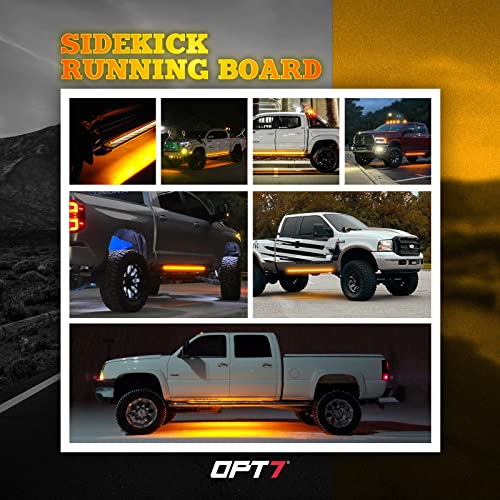 OPT7 Sidekick 86" Running Board Lights, 2PCS w/Flashing Amber Turn Signal - size: 86" Non-Sequential