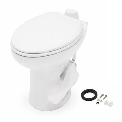 SEAFLO Porcelain RV Toilet with Elongated Bowl, 19” Residential Height, Gravity Flush, Foot Pedal Flush, Soft Close Seat, Easy Install, Camper Toilet, 4-Year Warranty, SFRTCH-02-01 - color: White (Porcelain Bowl)