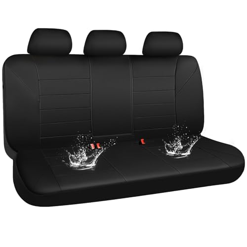 CAR PASS Neoprene Back Seat Cover, Universal Waterproof Bench Rear Seat Cover Universal Wetsuit Car Seat Cover Fit 95% Automotive Interior Covers for Cars Sedans SUVs (Rear,All Black) - color: Black rear