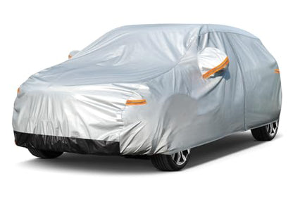 GUNHYI Hatchback Car Cover Waterproof All Weather, 6 Layers Heavy Duty Full Exterior Cover Universal fit vw Golf, Honda Fit, Kia Soul, Toyota Matrix, Nissan Leaf etc. Size H1 (See Size Chart) - color: Silver, size: H1
