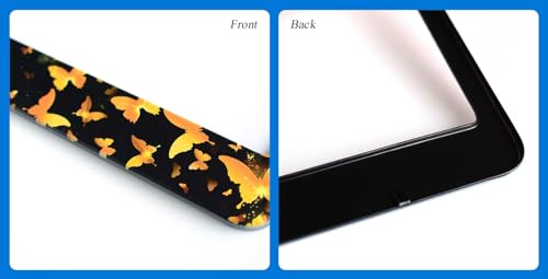 2PCS Golden Butterfly Pattern License Plate Frames for Men Women - Black Yellow Butterflies Universal Metal License Plate Holders with Car Door Handle Bowl Films - color: W_Butterfly1