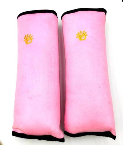 CYBERNOVA 2pcs Car Vehicle Seat Belt Harness Shoulder Pad Cover Cushion Head Support for Kids (Pink+Pink) - color: PINK+PINK