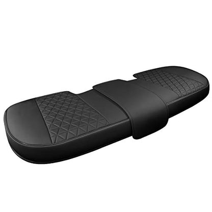 Black Panther Luxury PU Leather Rear Car Seat Cover Adjustable Length (49-55'') Back Seat Protector Fits 90% Vehicles (Sedan SUV Truck), for Seat Bottom Only, Triangle Quilting Design, Black - color: Rear Black