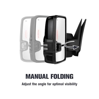 Black Tow Mirrors for 03-07 Chevy GMC Silverado Sierra Switchback Light - color: Black