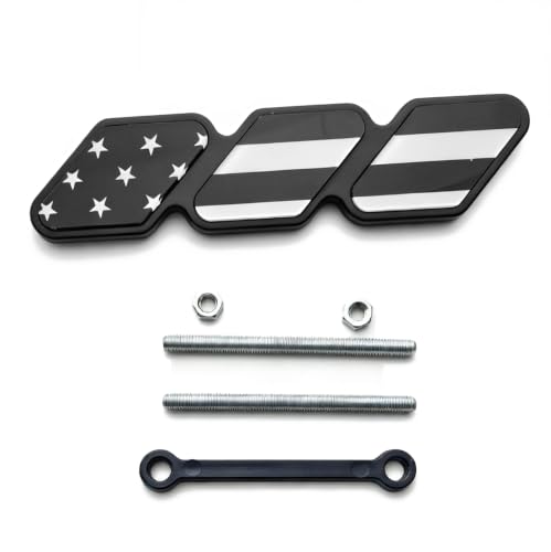 Grille 3-Color Emblem USA Flag Tri-Color Grille Badge Car Decal Sticker - color: Black with white