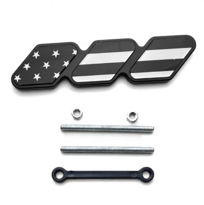 Grille 3-Color Emblem USA Flag Tri-Color Grille Badge Car Decal Sticker - color: Black with white