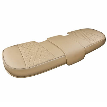 Black Panther Luxury PU Leather Rear Bench Car Seat Cover Adjustable Length (49-55'') Fits 90% Standard 5 Seats (Sedan SUV), for Seat Bottom Only, Triangle Quilting Design, Beige - color: Rear Beige