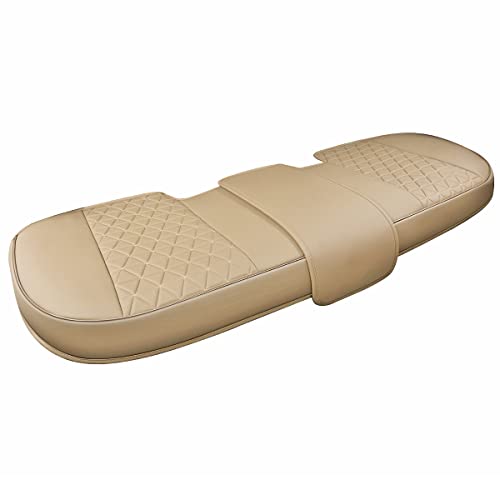 Black Panther Luxury PU Leather Rear Bench Car Seat Cover Adjustable Length (49-55'') Fits 90% Standard 5 Seats (Sedan SUV), for Seat Bottom Only, Triangle Quilting Design, Beige - color: Rear Beige