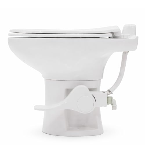 SEAFLO Porcelain RV Toilet with Elongated Bowl, 19” Residential Height, Gravity Flush, Foot Pedal Flush, Soft Close Seat, Easy Install, Camper Toilet, 4-Year Warranty, SFRTCH-02-01 - color: White (Porcelain Bowl)