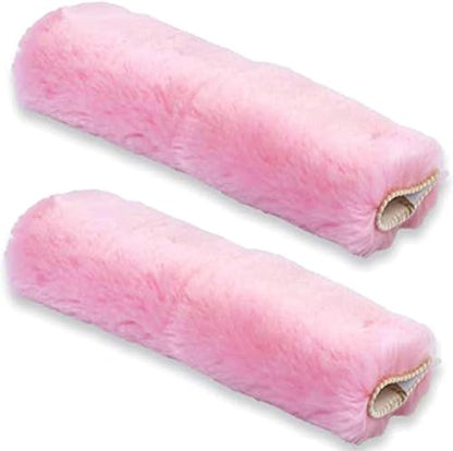 Andalus Genuine Sheepskin Car Seat Belt Cover Pad – Soft Fuzzy, Comfy Fluffy Seatbelt Covers, Shoulder Pad Neck Cushion Protector, Car Accessories for Woman, Man, Girl (Pink, 2-Pack) - color: Pink