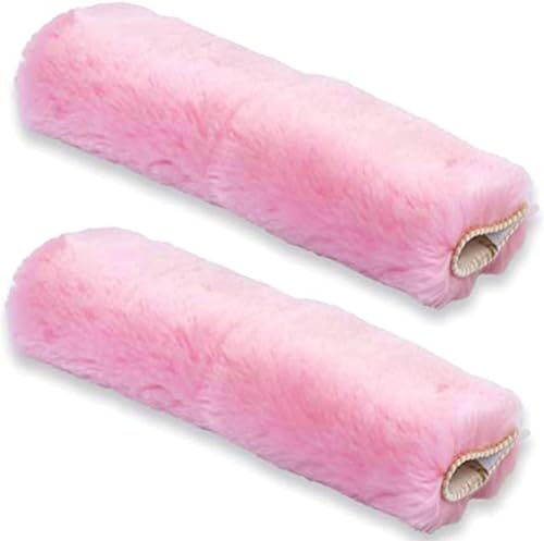 Andalus Genuine Sheepskin Car Seat Belt Cover Pad – Soft Fuzzy, Comfy Fluffy Seatbelt Covers, Shoulder Pad Neck Cushion Protector, Car Accessories for Woman, Man, Girl (Pink, 2-Pack) - color: Pink