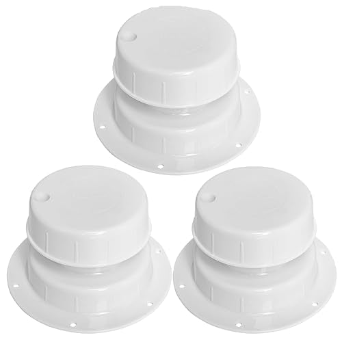 SVNR RV Roof Vent Cover Replacement Kit (3-Pack) - Heavy-Duty Plastic Camper Vent Cap for RV Trailer Motorhome, Fits 1" to 2-3/8" OD Pipe - White - size: 3 PACK