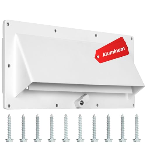 Aluminum RV Exhaust Vent Cover, RV Stove Vent Cover Replacement, Adjustable 1.2"-2.2" Depth Range Hood Vent with Locking Damper & Butyl Tape for Camper Trailer Motorhome, White