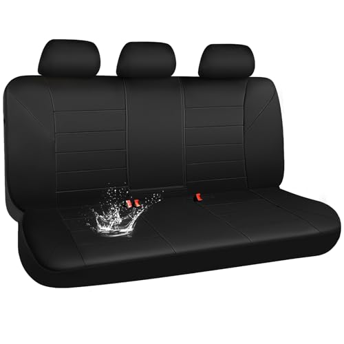 CAR PASS Neoprene Back Seat Cover, Universal Waterproof Bench Rear Seat Cover Universal Wetsuit Car Seat Cover Fit 95% Automotive Interior Covers for Cars Sedans SUVs (Rear,All Black) - color: Black rear