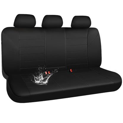 CAR PASS Neoprene Back Seat Cover, Universal Waterproof Bench Rear Seat Cover Universal Wetsuit Car Seat Cover Fit 95% Automotive Interior Covers for Cars Sedans SUVs (Rear,All Black) - color: Black rear