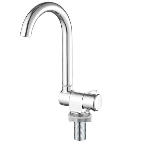 RV Sink Basin Faucet, Marine Cold Water Faucet, Kitchen Folding RV Replacement Accessories for Home Caravan Yacht Boat Camping Wall Mount or Deck Mount Chrome