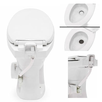 SEAFLO Porcelain RV Toilet with Elongated Bowl, 19” Residential Height, Gravity Flush, Foot Pedal Flush, Soft Close Seat, Easy Install, Camper Toilet, 4-Year Warranty, SFRTCH-02-01 - color: White (Porcelain Bowl)