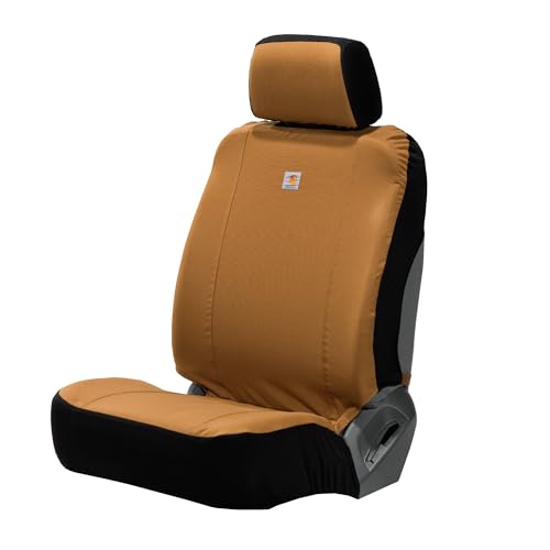 Carhartt Universal Nylon Duck Canvas Fitted Bucket Seat Cover, Durable Seat Protection with Rain Defender, Single, Carhartt Brown - color: Carhartt Brown