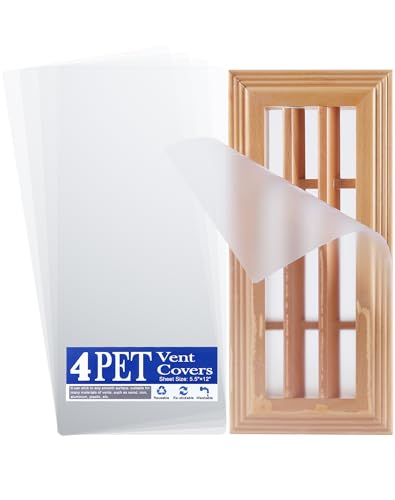 4 Pack PET Vent Covers with Nano Adhesive, 5.5" X 12" for Floor, Wall, Ceiling Vents and Air Registers, for RV, Home, Office AC Vents, Non-Magnetic, Fits on Plastic, Wood, Iron, Aluminum Vent Covers - size: 5.5×12 INCH