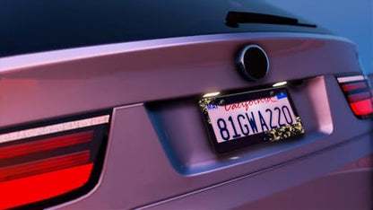 2PCS Golden Butterfly Pattern License Plate Frames for Men Women - Black Yellow Butterflies Universal Metal License Plate Holders with Car Door Handle Bowl Films - color: W_Butterfly1