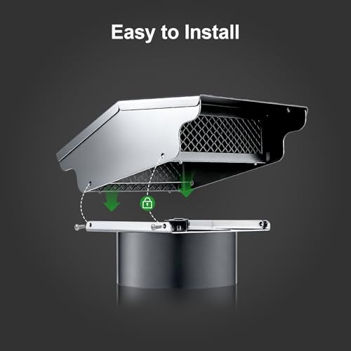 4 Inch Roof Vent Cap w/Damper, Fits SCH 40 Pipe