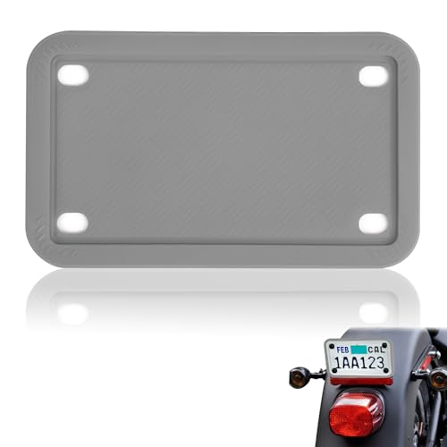 x xotic tech Motorcycle Silicone License Plate Frames, Motorbike License Plate Holder, Rust Proof, Rattle Proof, Weather Proof(Gray, 7.56" x 4.53") - color: Gray