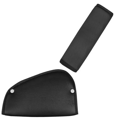 Kids Seat Belt Cover Pads, HNHUAMING Kid's Shoulder & Belly Protective Padding for Travel, Soft Breathable Car Seat Straps Pads for Children, Black - color: black