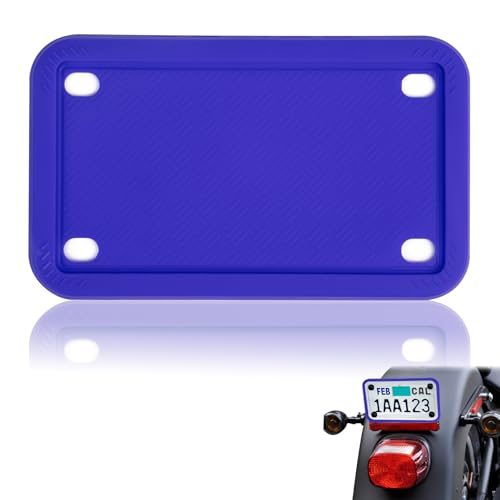 x xotic tech Motorcycle Silicone License Plate Frames, Motorbike License Plate Holder, Rust Proof, Rattle Proof, Weather Proof(Blue, 7.56" x 4.53") - color: Blue